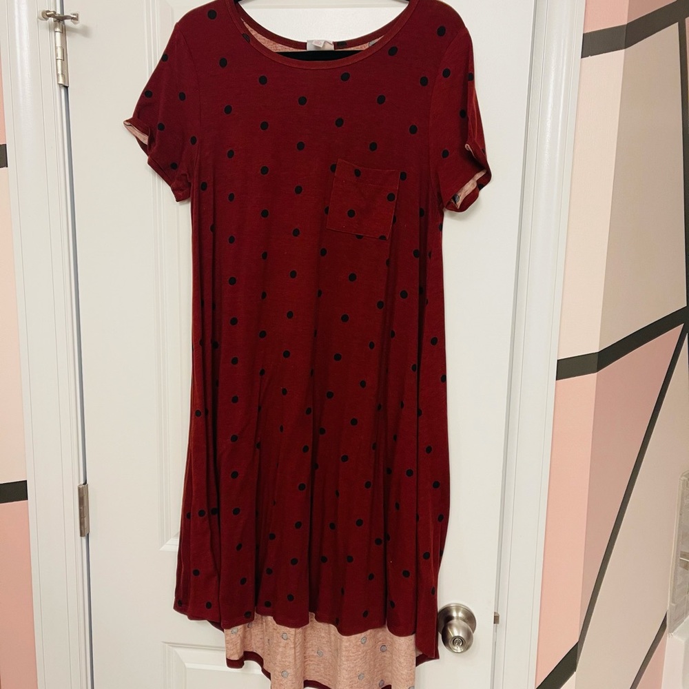 Medium Garnet & Black Polka Dot Lularoe Carly